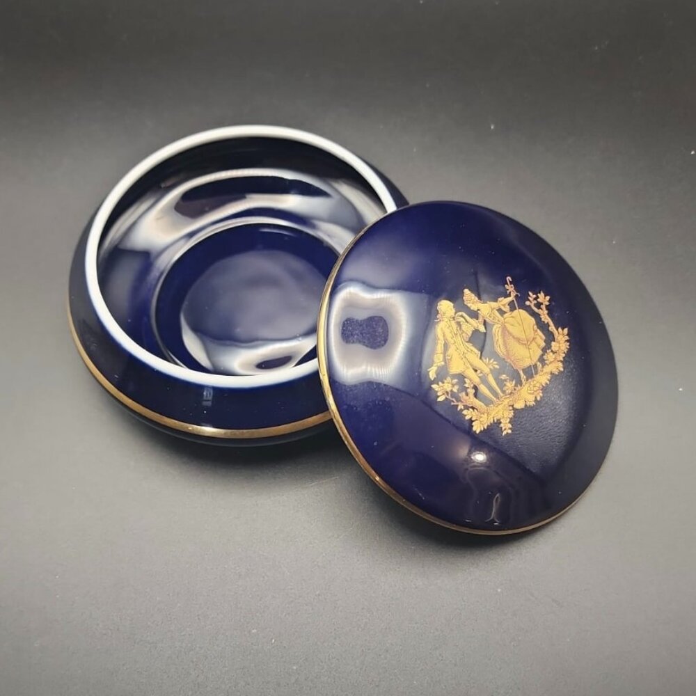 Limoges Cobalt Blue Trinket Box
